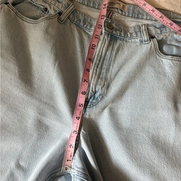 Abercrombie & Fitch The Wide Leg High Rise 32/14 short Sky Blue Wide Leg Jeans - Picture 4 of 7